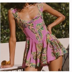 Vanessa Mooney Elisabeth Romper Dress - Purple Paisley